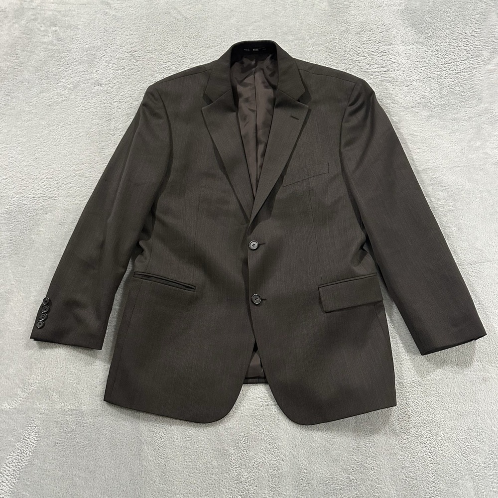 Hugo Boss USA Blazer Jacket Men 42S Brown Wool 2 Button Formal Event Super 100